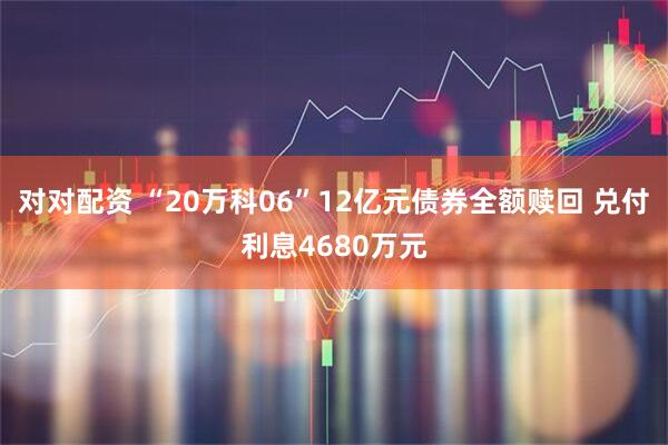 对对配资 “20万科06”12亿元债券全额赎回 兑付利息4680万元